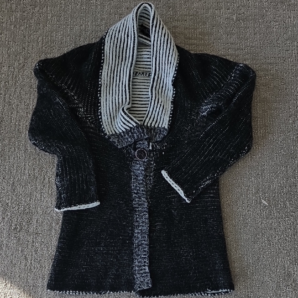 Nicole Sabbattini Black and White Cardigan Sweater
